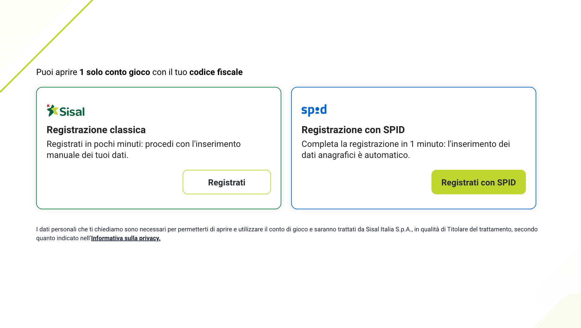 Sisal Casino Registrazione
